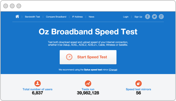 oz download speed test